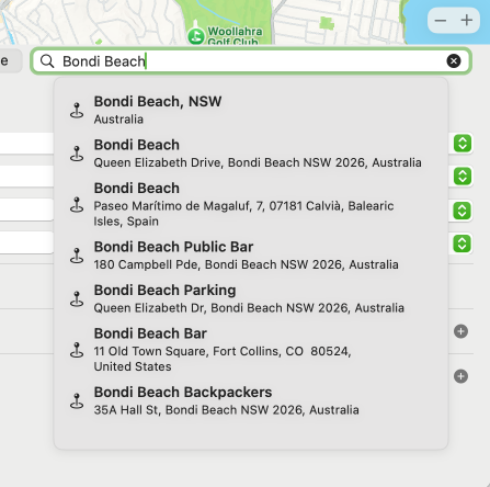 Search editor found places
